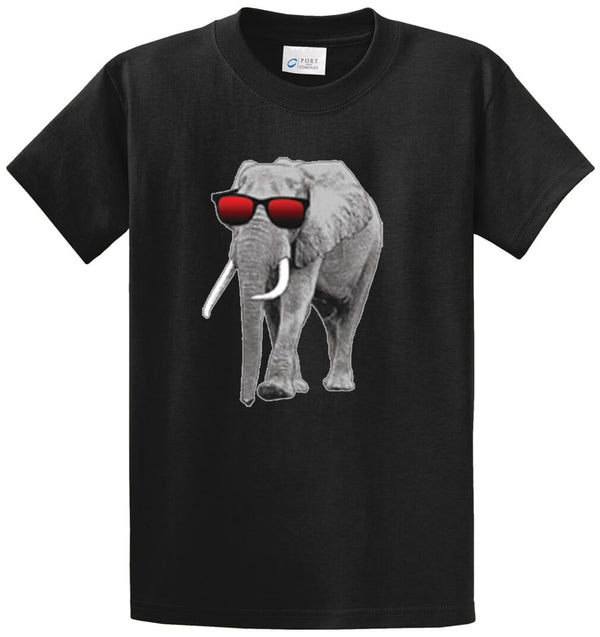 Elephant With Sunglasses Printed Tee Shirt