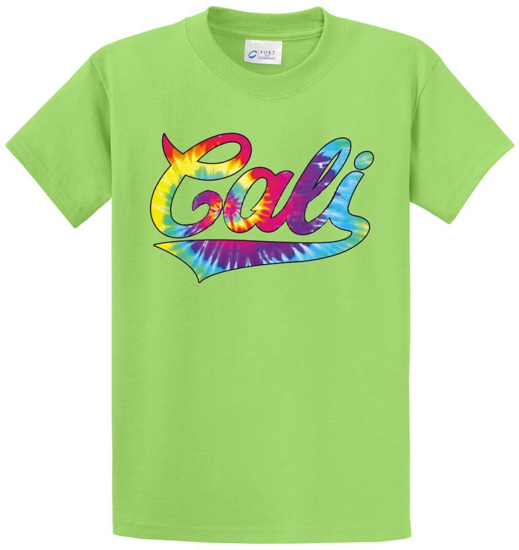 Cali Swoosh Neon Tie Dye Printed Tee Shirt-1