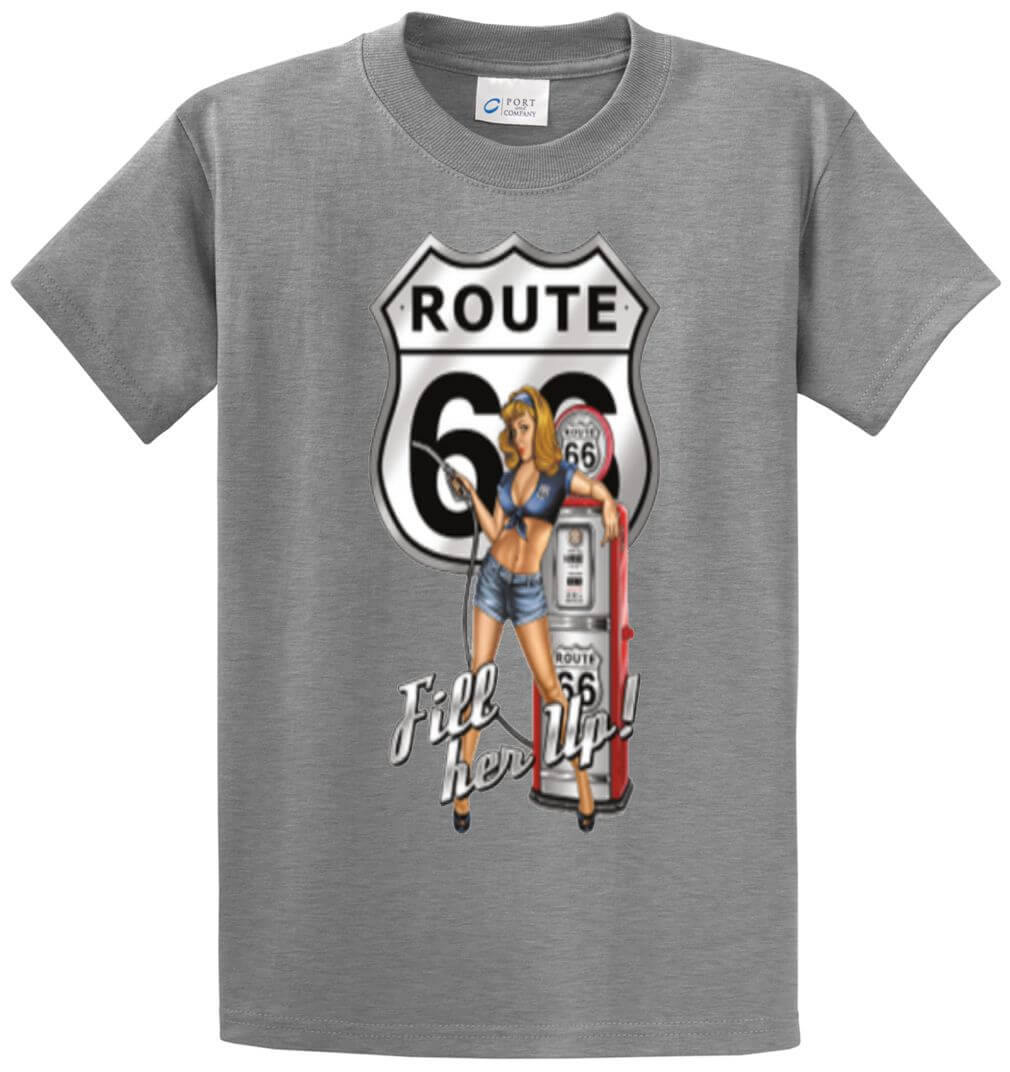 Route 66 Fill Her Up Girl & Pump Printed Tee Shirt-1