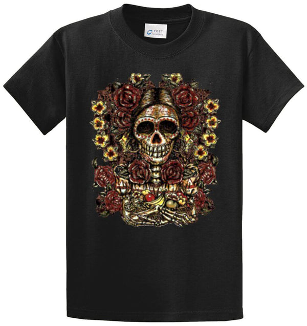 Day Of The Dead Skull Printed Tee Shirt