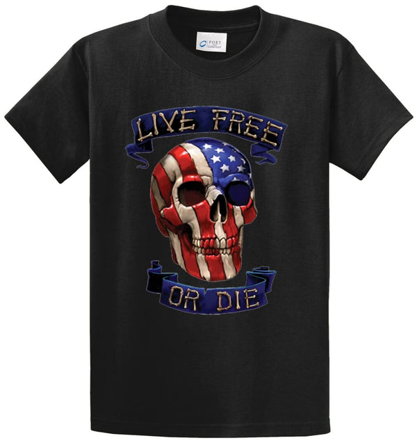 Live Free Or Die Skull 2 Printed Tee Shirt