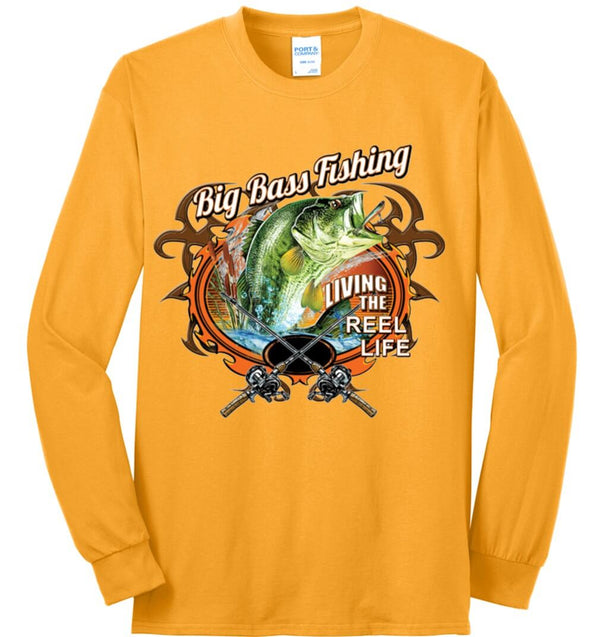 Big Bass Fishing Reel Life Printed Tee Shirt