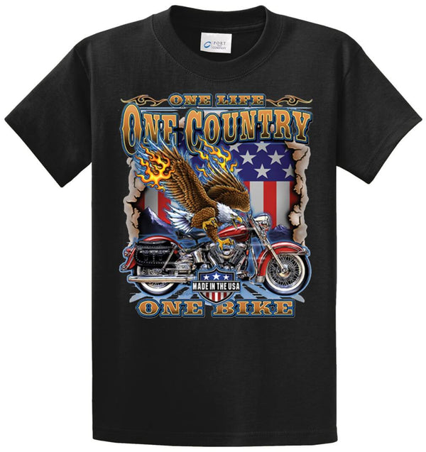 One Life One Country One Bike Printed Tee Shirt