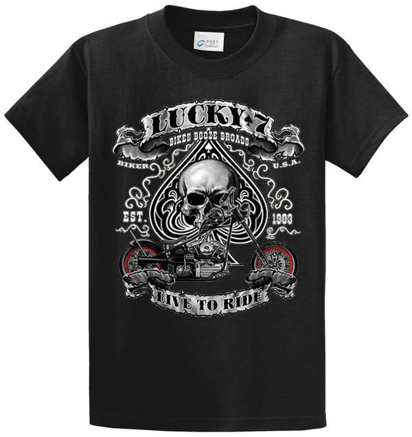 Lucky 7 Live To Ride Printed Tee Shirt