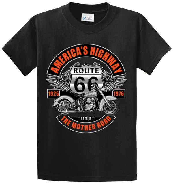 Route 66 Mother Road Biker Printed Tee Shirt