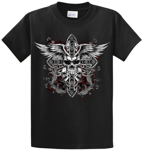 Skull Cross Wings Printed Tee Shirt