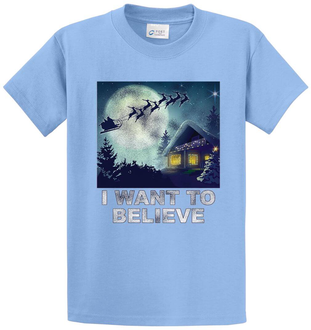 I Want To Believe Santa Printed Tee Shirt-1
