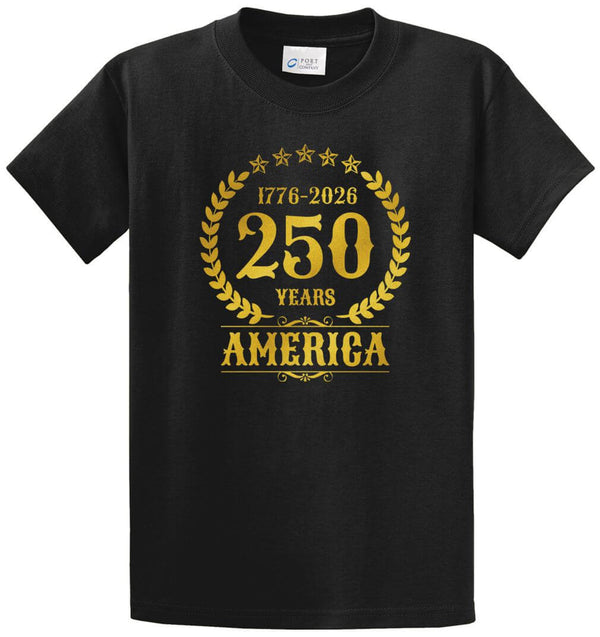 250 Years America Gold Printed Tee Shirt