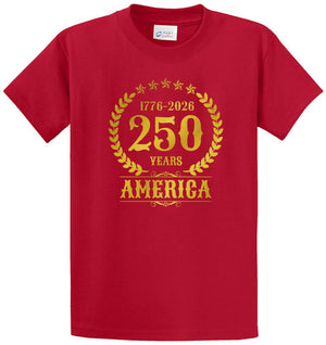 250 Years America Gold Printed Tee Shirt