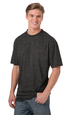 big mens performance heathered crew tee shirt black 4xl