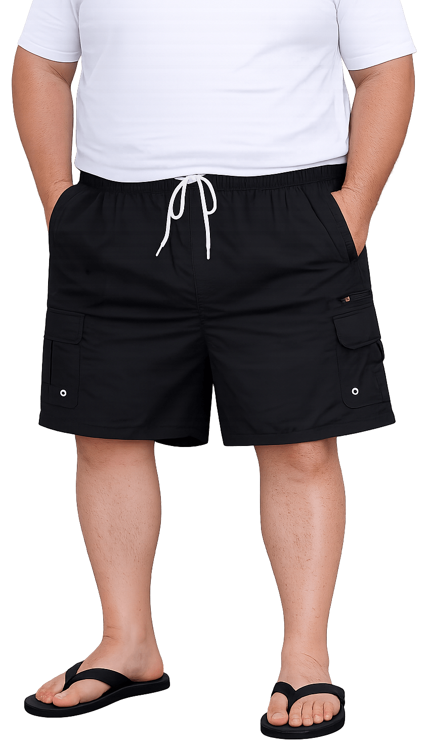 big man cargo swim trunks black