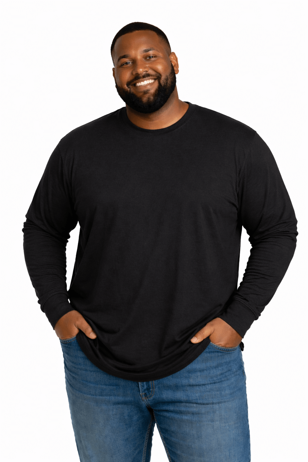 greystone big tall man black long sleeve tee shirt