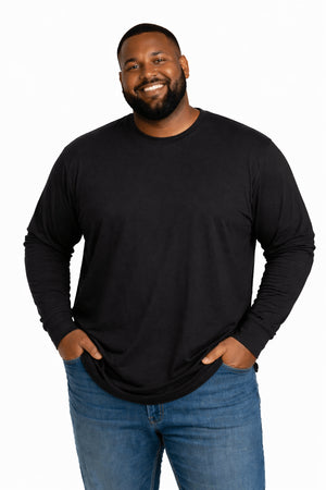 greystone big tall man black long sleeve tee shirt