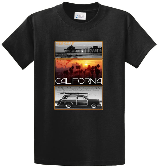 West Coast Postcard Pier Palm California Printed Tee Shirt
