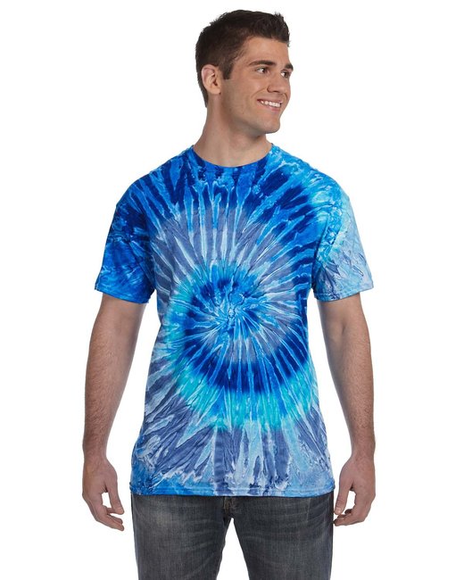 Blue Spiral Tie-Dye 100% Cotton Tee Shirt