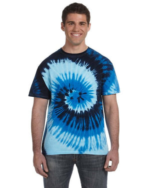 Blue Ocean Spiral Tie-Dye 100% Cotton Tee Shirt
