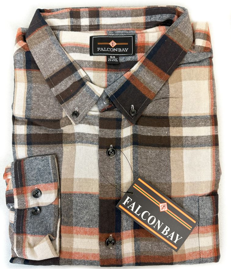 Falcon Bay Long Sleeve Heavy Plaid Flannel Shirt With Pocket
