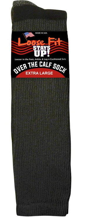 Men's Loose Fit Over the Calf King Size Crew Sock