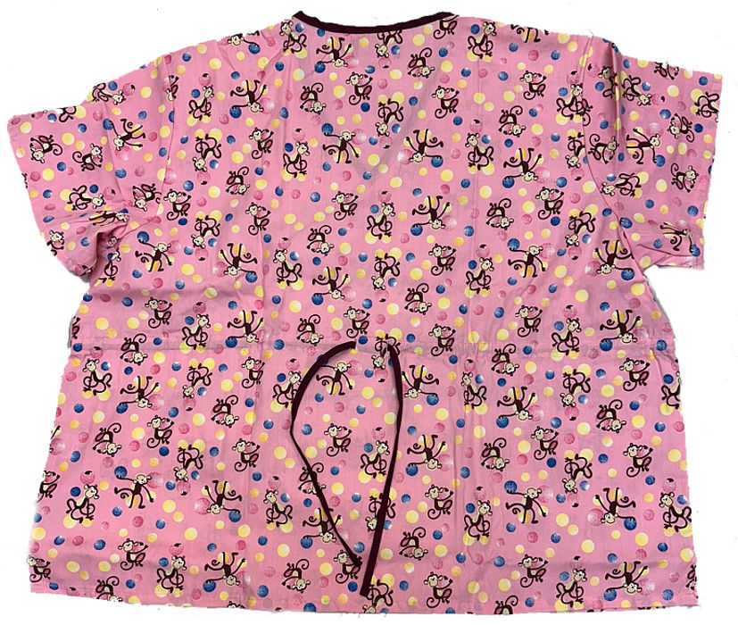 Printed Wrap Style Scrub Top With 1/2" Trim Closeout-3