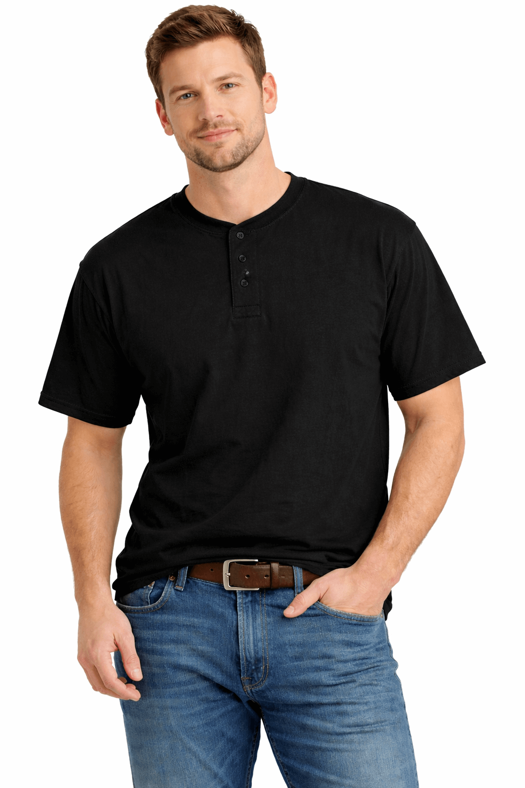 Sovereign USA 100% Cotton Short Sleeve 3 Button Henley Tee Closeout-3