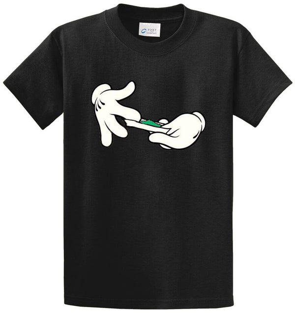 Hands Rolling Joint Printed Tee Shirt