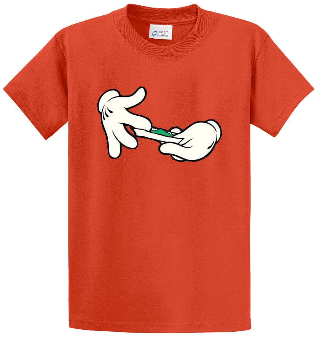 Hands Rolling Joint Printed Tee Shirt-1