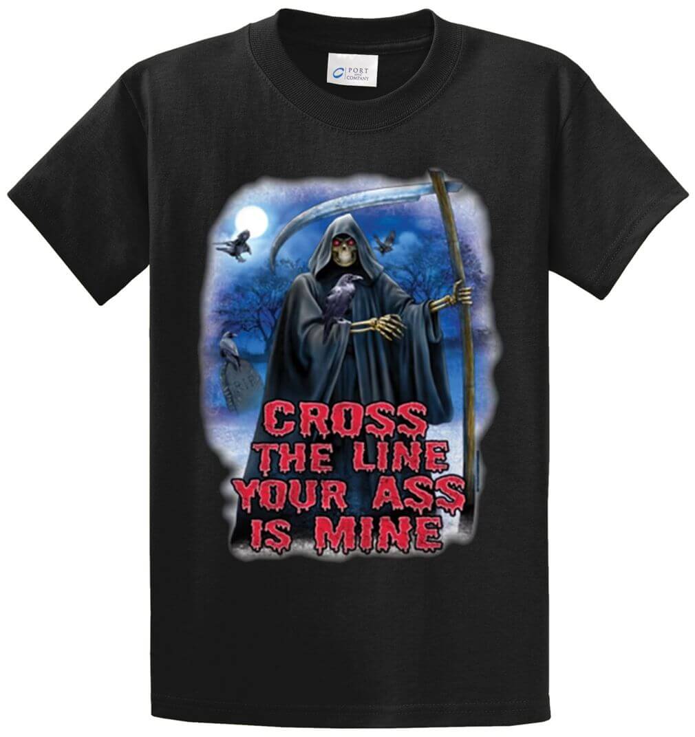 Grim Reaper Cross The Line Printed Tee Shirt-1