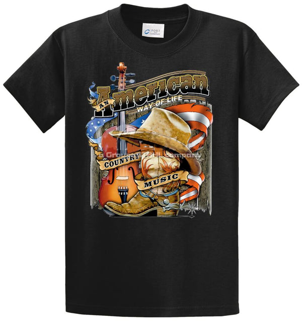 American Way Of Life-Cty Music  Printed Tee Shirt