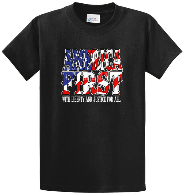 America First Liberty Justice Printed Tee Shirt