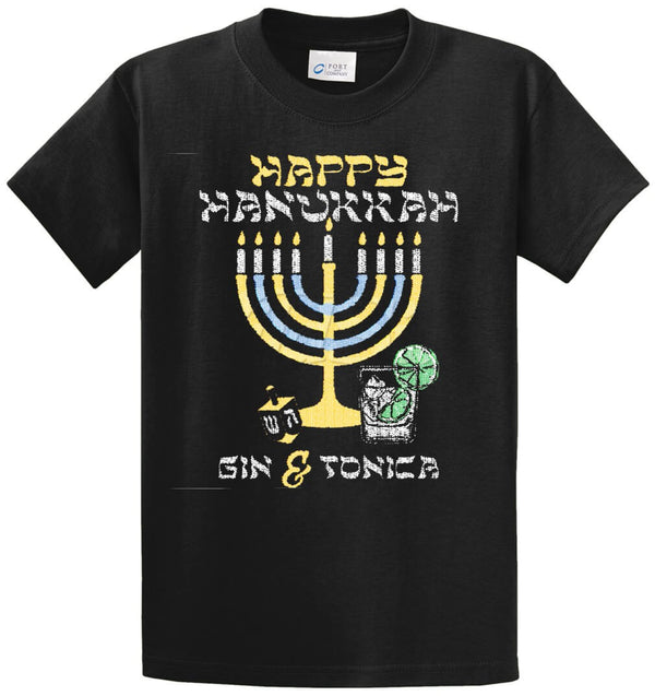 Happy Hanukkah Gin & Tonica Printed Tee Shirt