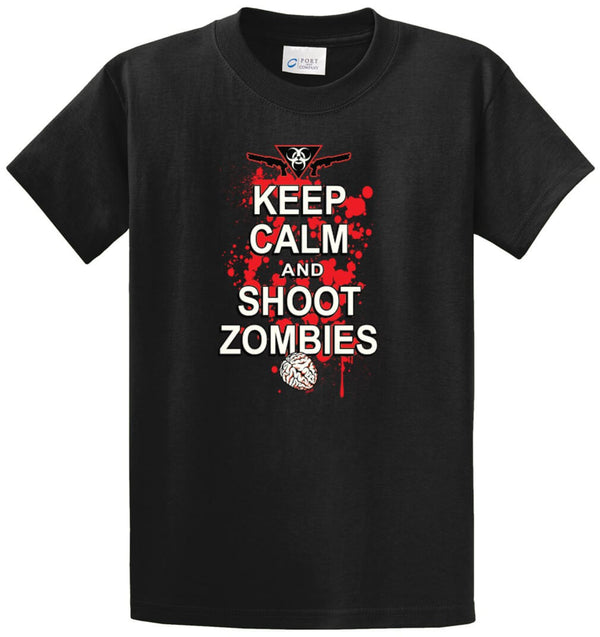 Keep Calm And Shoot Zombies Printed Tee Shirt