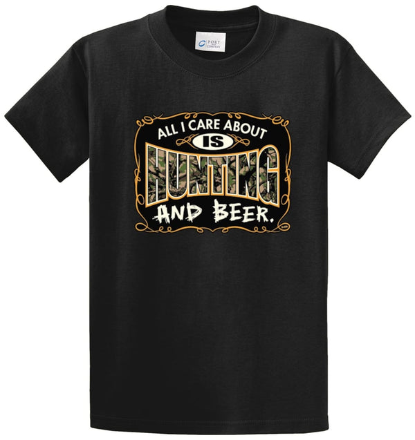 All I Care About Is Hunting And Beer Printed Tee Shirt