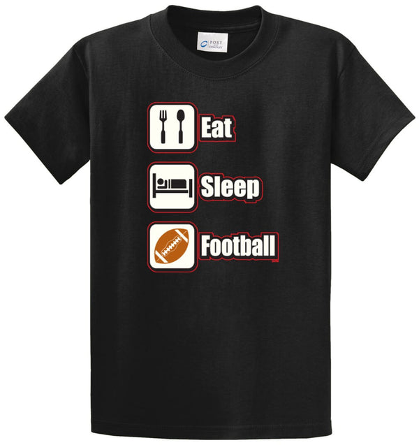 Eat Sleep Football (Color) Printed Tee Shirt