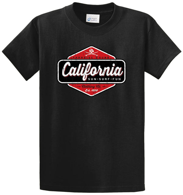 Paradise Found California Sun Surf Fun Printed Tee Shirt