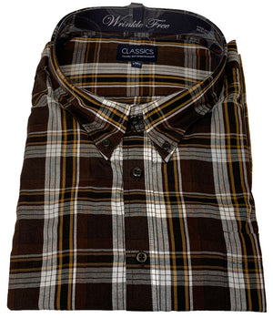 Falcon Bay Classics Brown Plaid Woven Dress Shirt