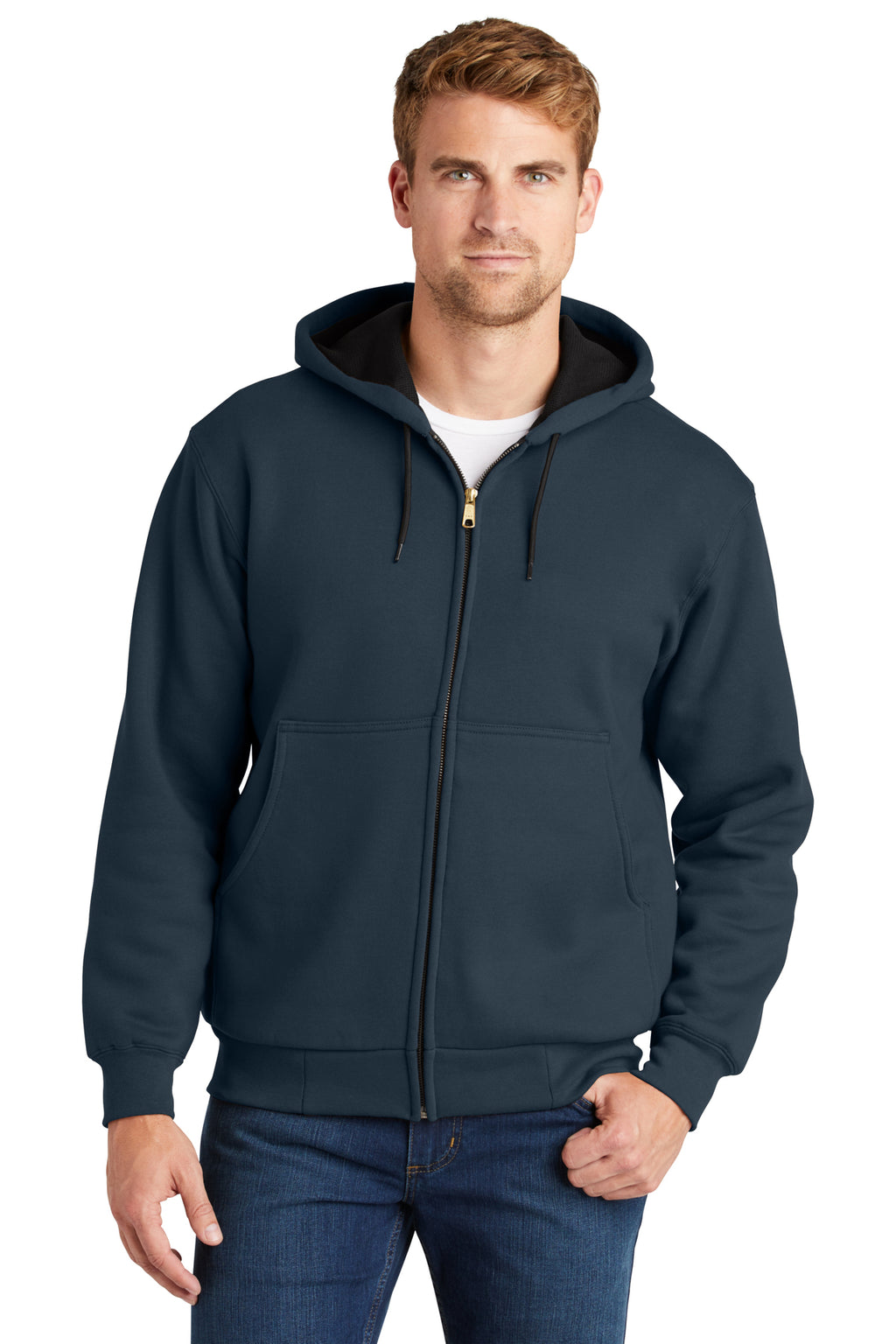 Cornerstone Heavyweight Full-Zip Hooded Sweatshirt With Thermal Lining-3