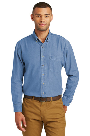 Port & Company Long Sleeve Value Denim Shirt faded blue