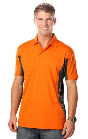 Blue Generation Men's Poly Colorblock Polo orange