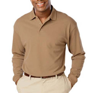 Blue Generation Tan Long Sleeve Pique Polo