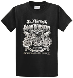 Old Bikes And Good Whiskey Printed Tee Shirt