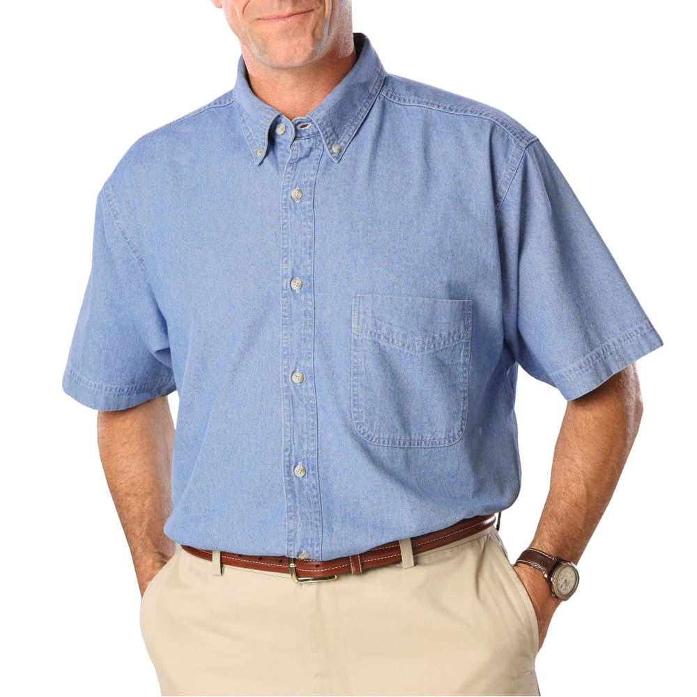 Blue Generation Men's Short Sleeve Denim Shirt-1