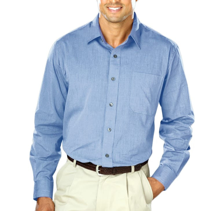 Blue Generation Long Sleeve Heathered Crossweave Shirt-5