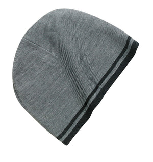 Port & Company Fine Knit Skull Cap With Stripes oxford black
