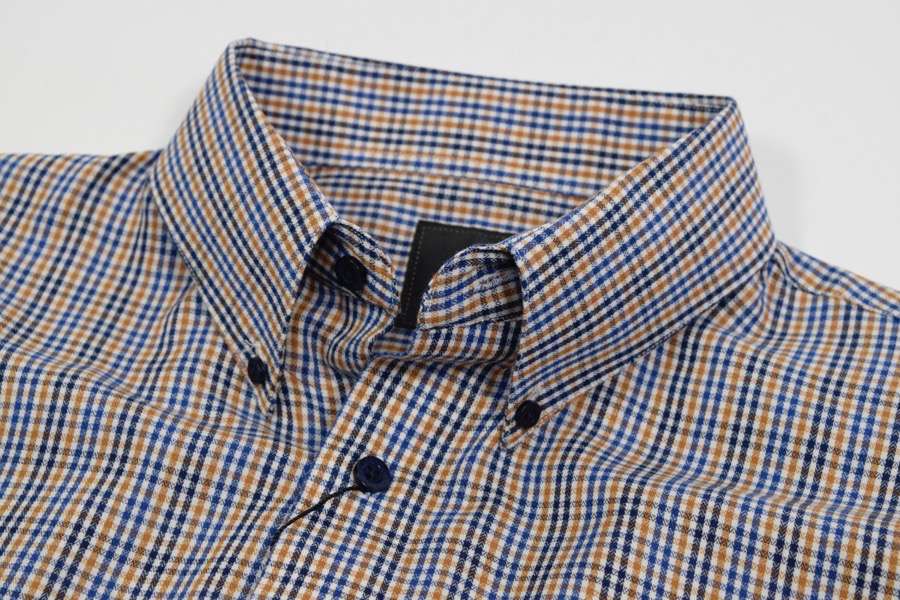 FX Fusion Gold/Blue Easy Care Woven Dress Shirt-1