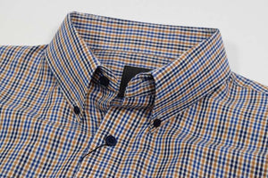 FX Fusion Gold/Blue Easy Care Woven Dress Shirt