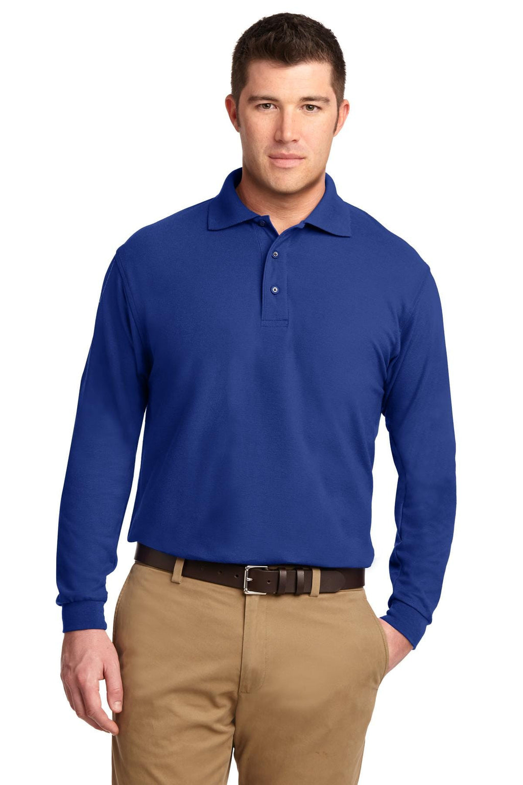 Port Authority Men's Silk Touch Long Sleeve Polo Shirt-1