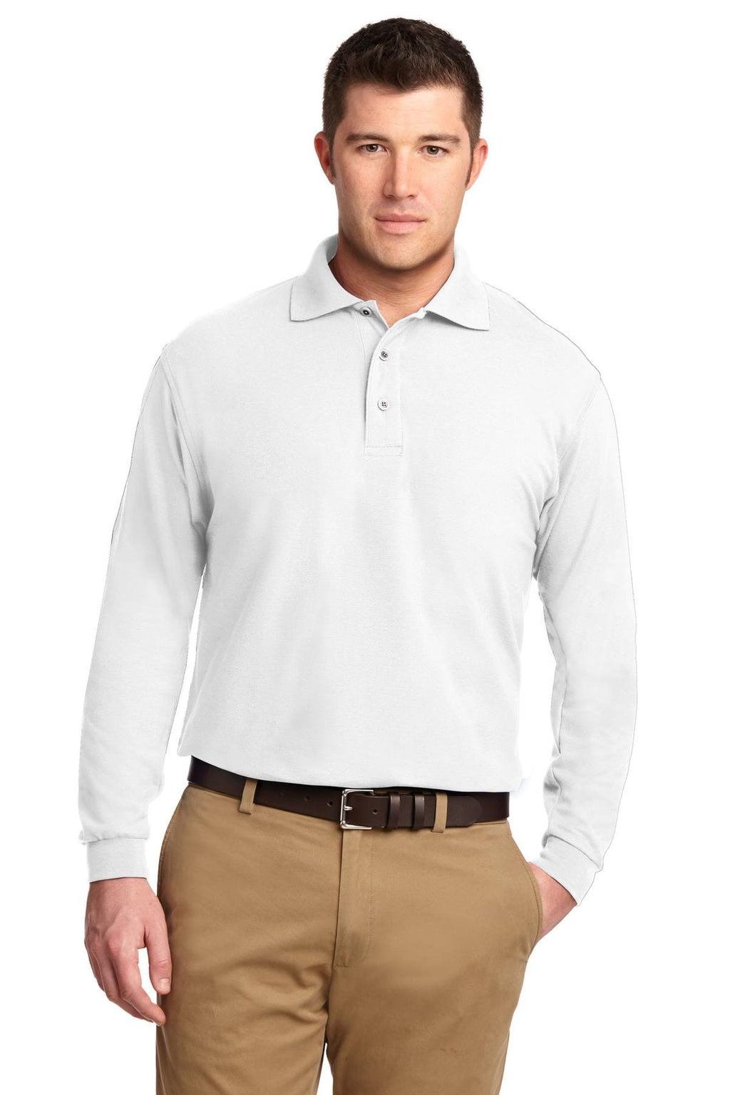 Port Authority Men's Silk Touch Long Sleeve Polo Shirt-2