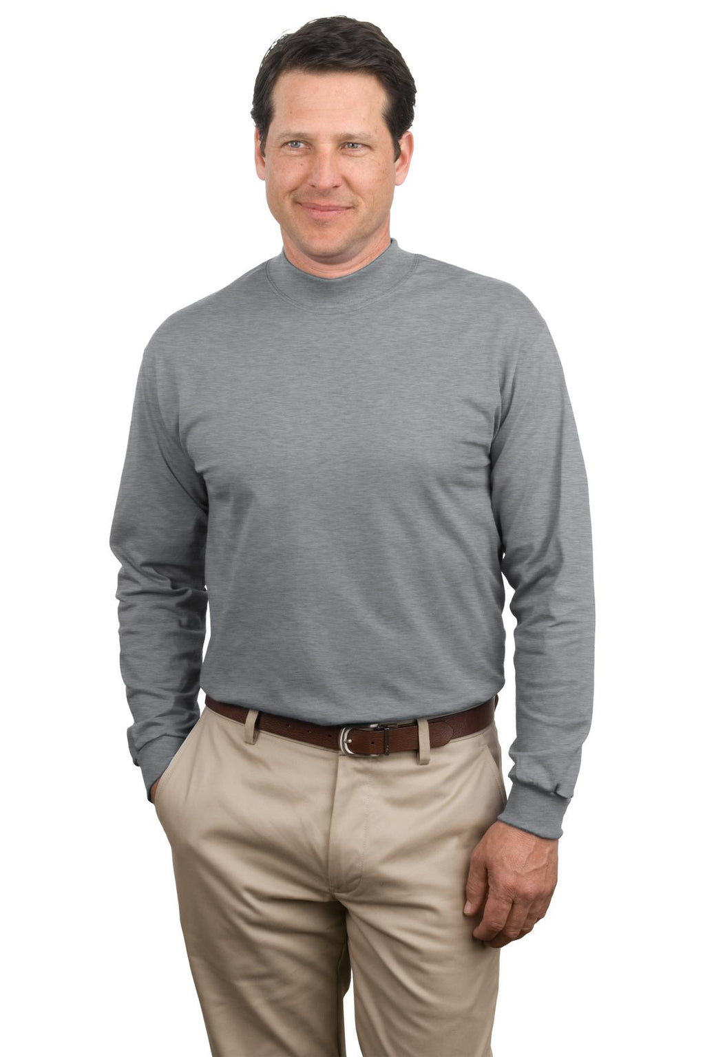 Port & Company Long Sleeve Mock Turtleneck Tee Shirt-8