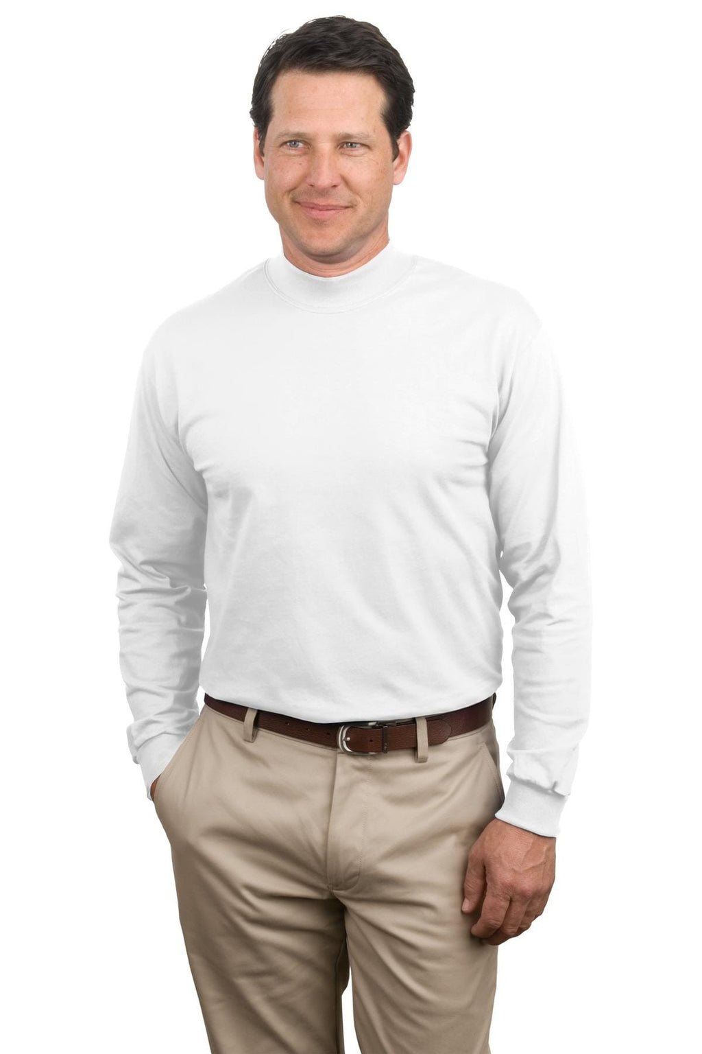 Port & Company Long Sleeve Mock Turtleneck Tee Shirt-5