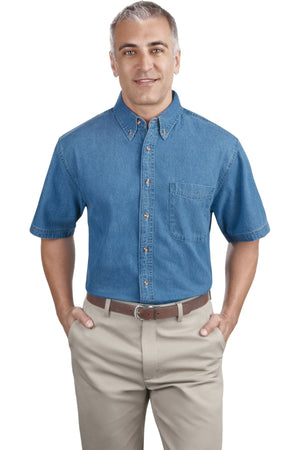 Port & Company Short Sleeve Value Denim Shirt faded blue